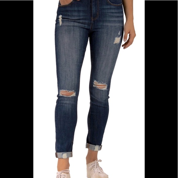 Sz 11 | Indigo Rein | Cuffed Torn Shredded Jeans 💃🏽 - Picture 2 of 14